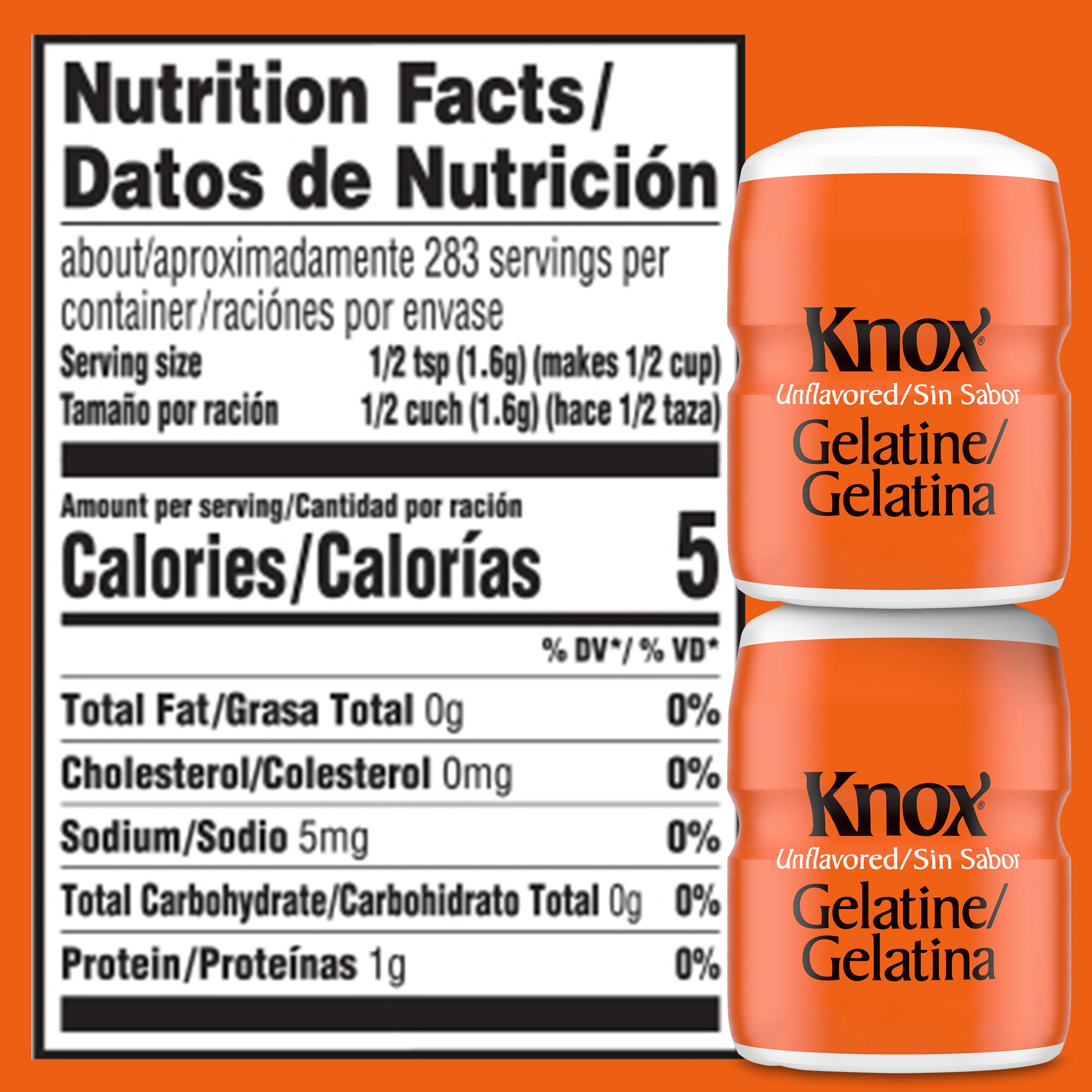 Resealable lid of Knox Gelatin canister emphasizing moisture protection and freshness