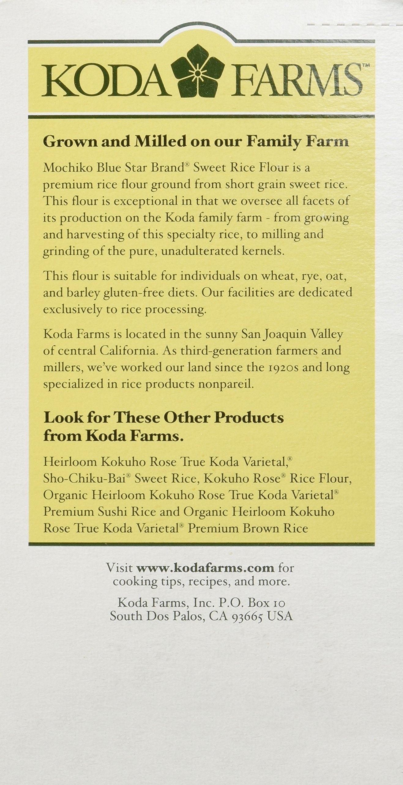 Koda Farms Mochiko close-up in bowl highlights fine texture for smooth mochi results