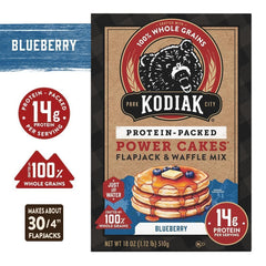 Kodiak Cakes blueberry batter close-up highlighting whole-grain texture and visible berries