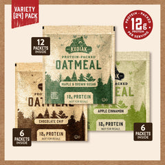 Kodiak Cakes apple cinnamon packet detail highlighting oats and natural flavor