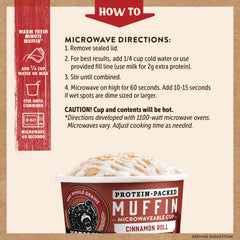 Kodiak Cakes muffin being microwaved ready in one minute and convenience
