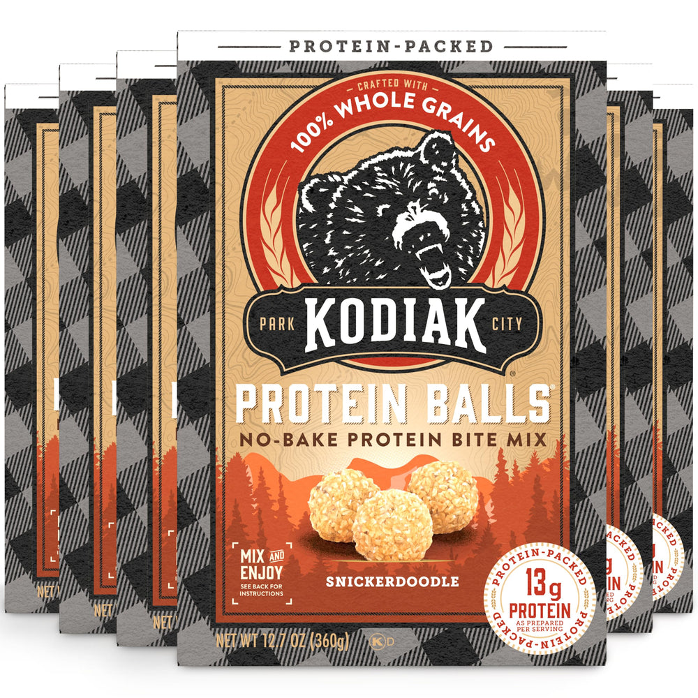 Kodiak Cakes front box Snickerdoodle showing product and benefit of portable protein