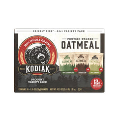 Kodiak Cakes front pack view showing variety pack and quick whole-grain benefit