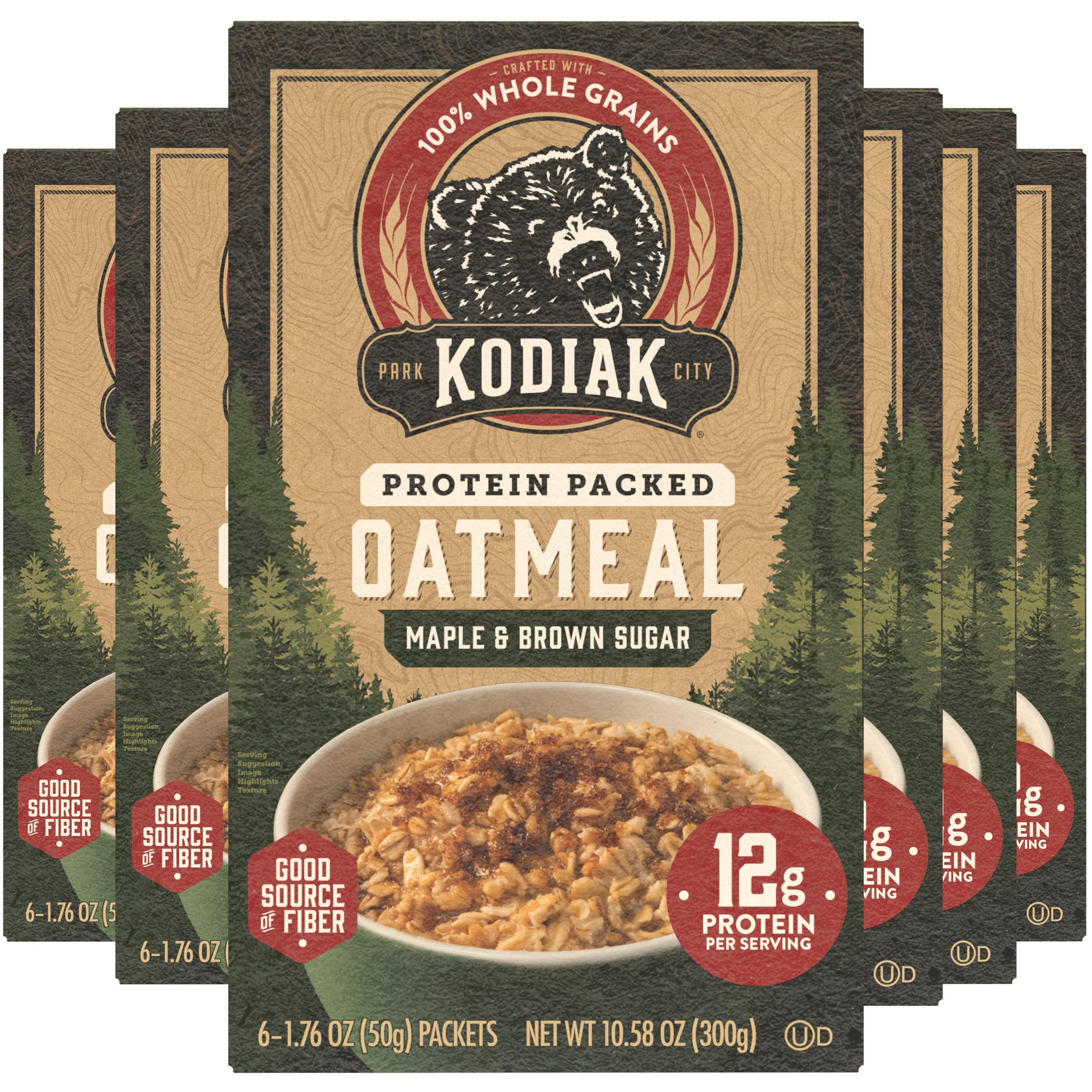 Kodiak Cakes front packaging showing 36 packets and product benefits