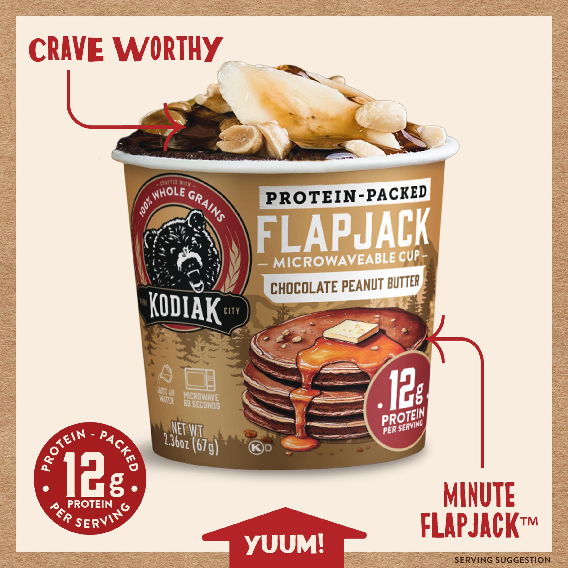 Kodiak Cakes single cup being microwaved for a fast, hot breakfast