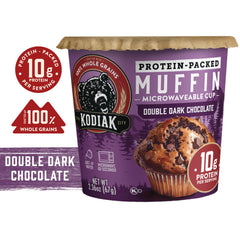 Kodiak Cakes close-up of muffin crumb highlighting rich chocolate texture