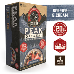 Kodiak Cakes open single-serve packet revealing dry mix for quick preparation