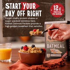 Kodiak Cakes close-up of packet texture highlighting whole grains