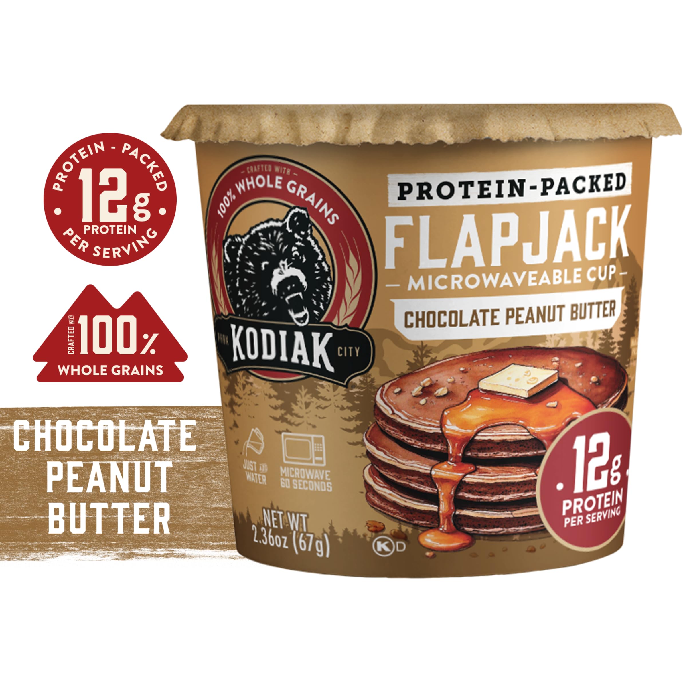 Kodiak Cakes plated stack of pancakes demonstrating hearty whole-grain texture