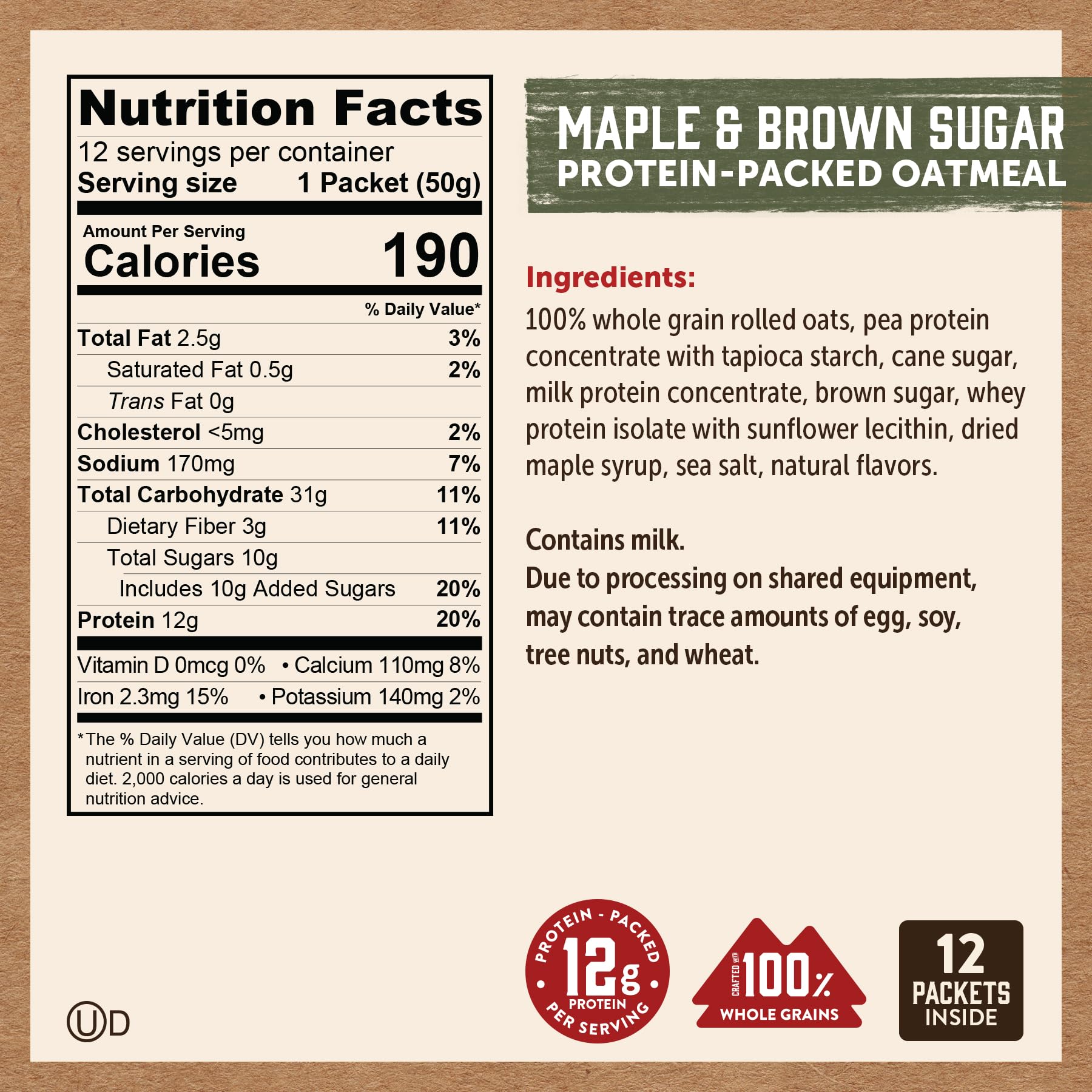 Kodiak Cakes packet beside ruler showing single-serve size and portion control