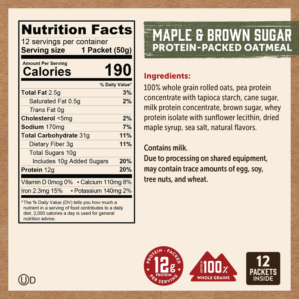 Kodiak Cakes packet beside ruler showing single-serve size and portion control