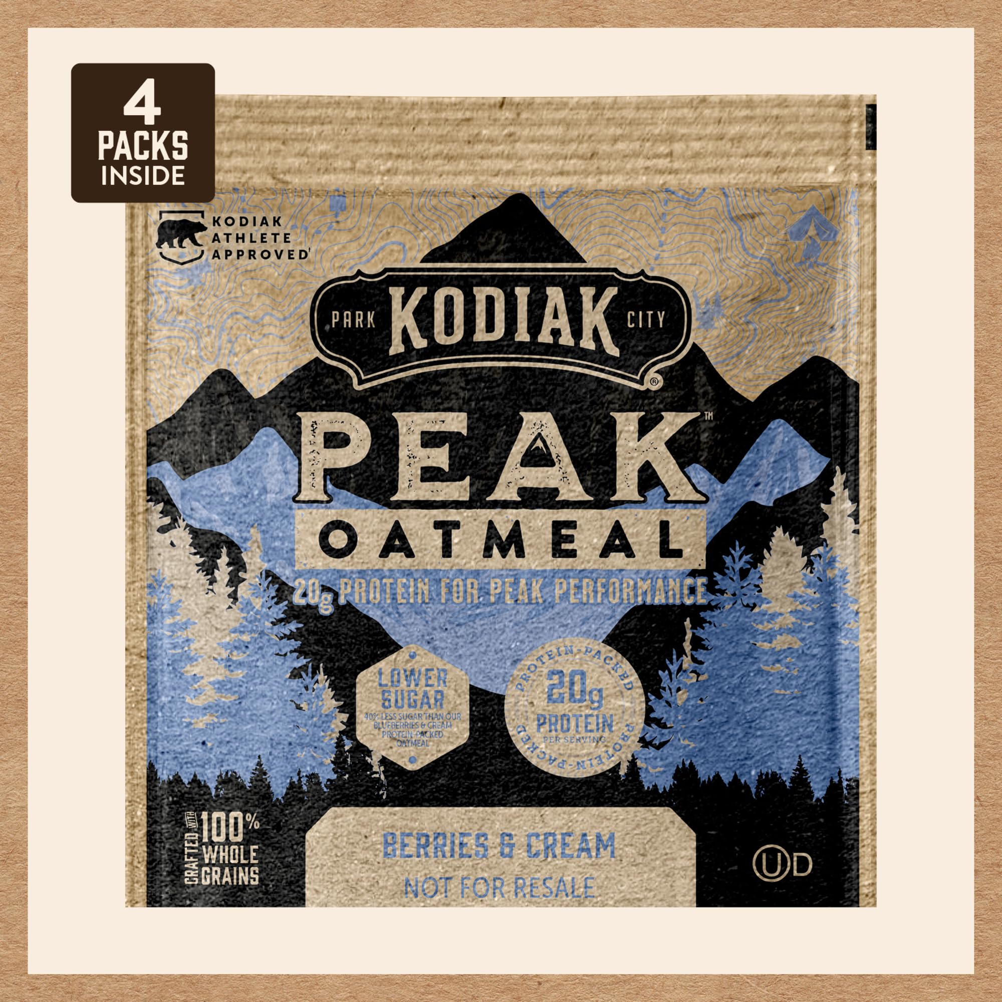 Kodiak Cakes packet held in hand demonstrating single-serve portability and convenience