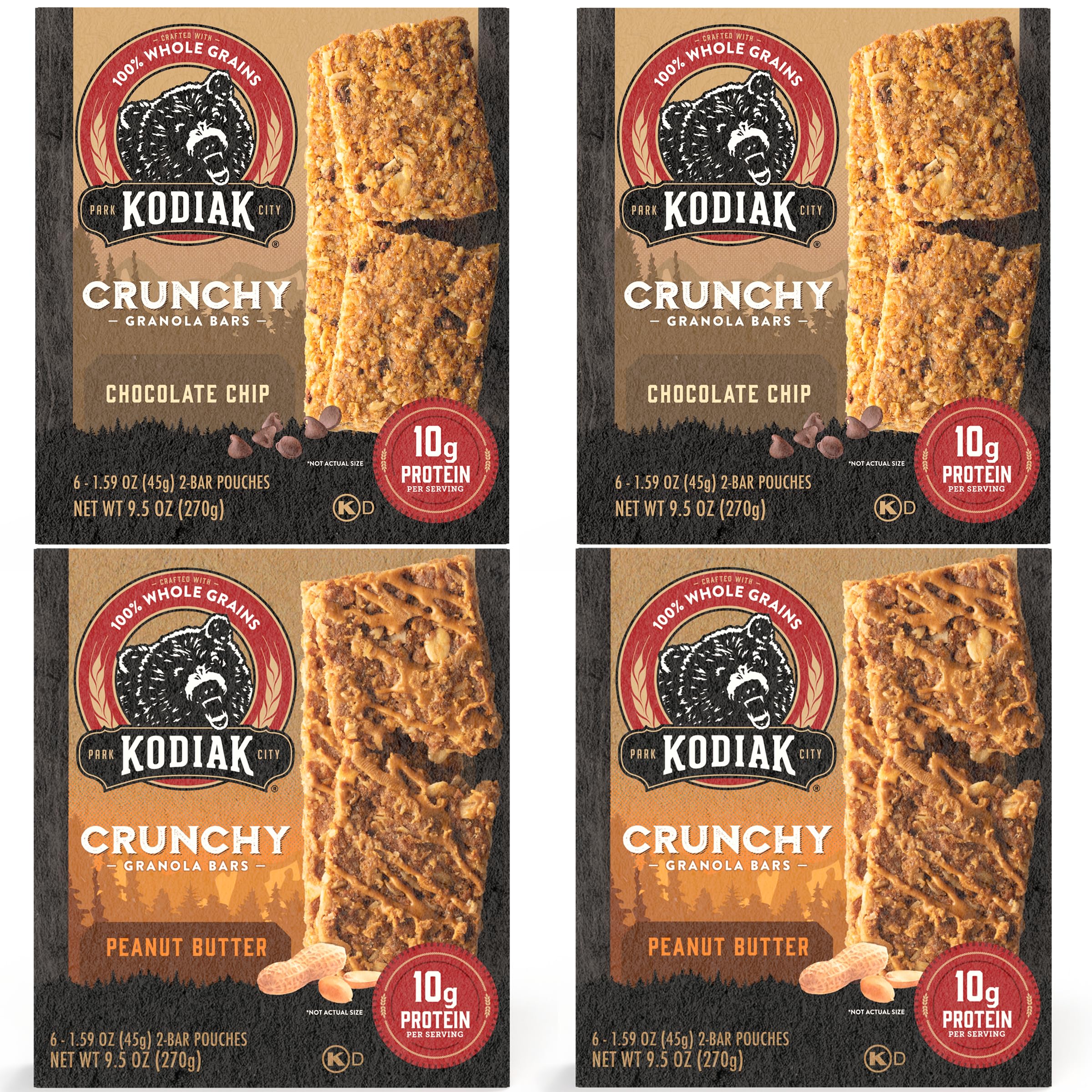 Kodiak Cakes front packaging showing variety pack and portion benefit