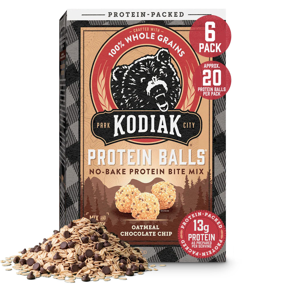 Kodiak Cakes front packaging showing chocolate chip mix and clear product benefit