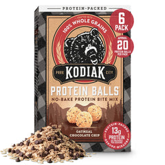Kodiak Cakes front packaging showing chocolate chip mix and clear product benefit