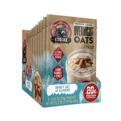 Kodiak Cakes front packaging showing 9-pack and nutritional highlights for convenience