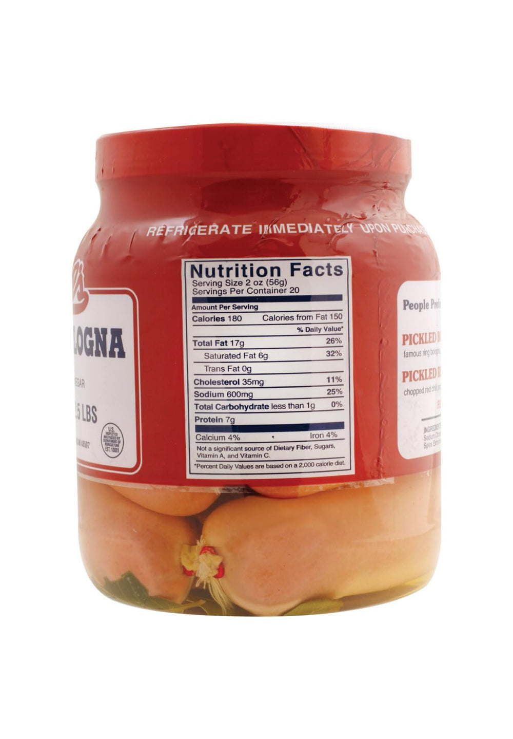 Koegel's close-up of sliced bologna texture, shows tangy spiced vinegar flavor