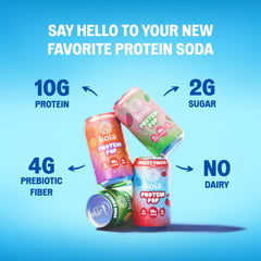 Koia four-can flavor row displaying Rocket Freeze Sour Squeeze Pink Twist Capri Splash