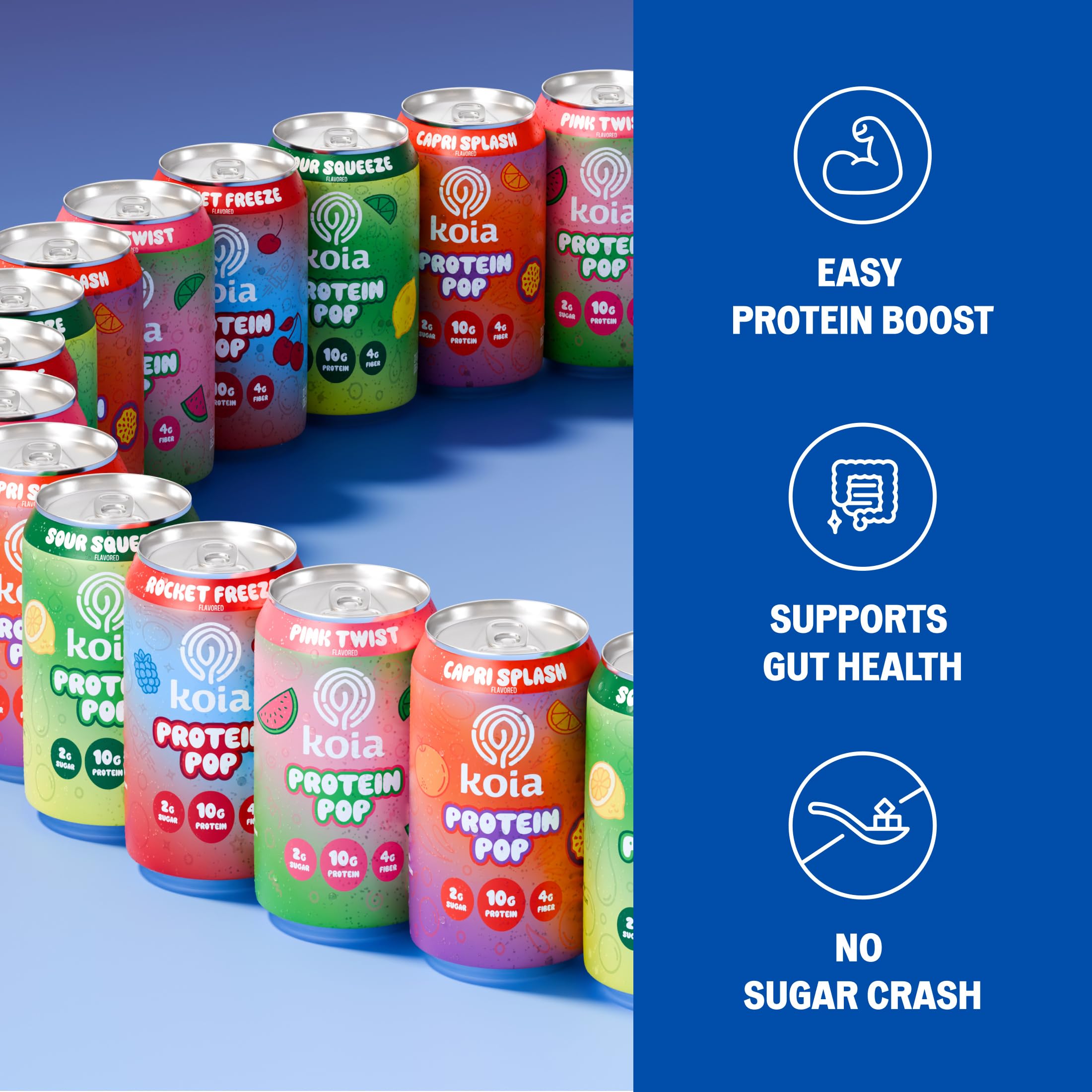 Koia nutrition label closeup emphasizing protein fiber low-calorie benefit