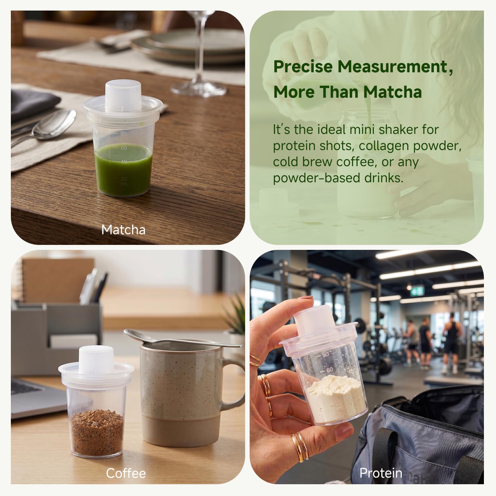 KOIMYSA shaker held in hand to show compact size and portability benefit