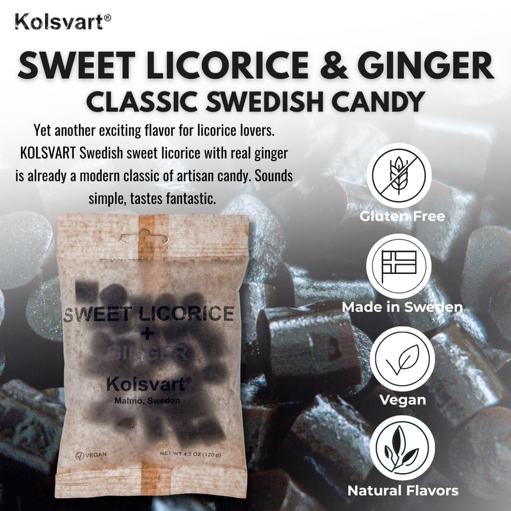 kolsvart close-up of chewy licorice texture highlighting soft bite and flavor appeal