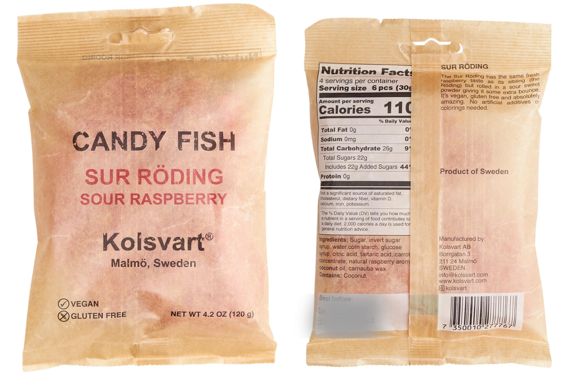 Kolsvart open bag showing chewy gummies and easy grab-and-go convenience
