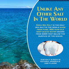 Kona Sea Salt being sprinkled on steak to enhance flavor and finishes dishes beautifully