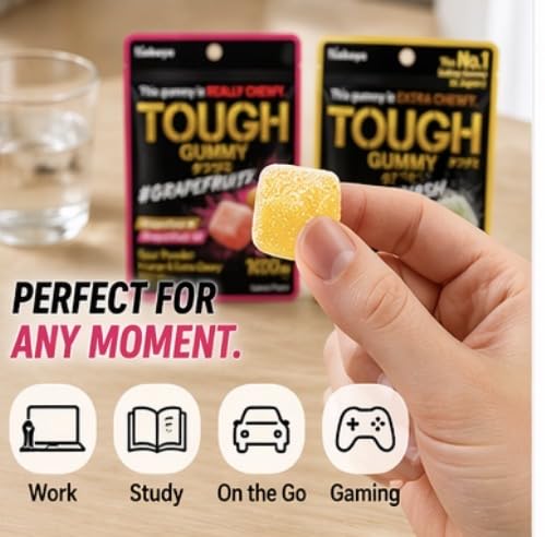 KONBINI JAPAN open bag pouring gummies to illustrate easy access and portability