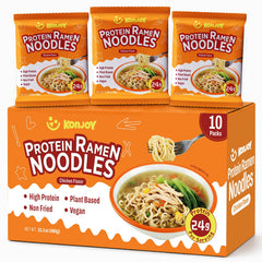 KONJOY front packaging showing chicken flavor and 24g protein benefit