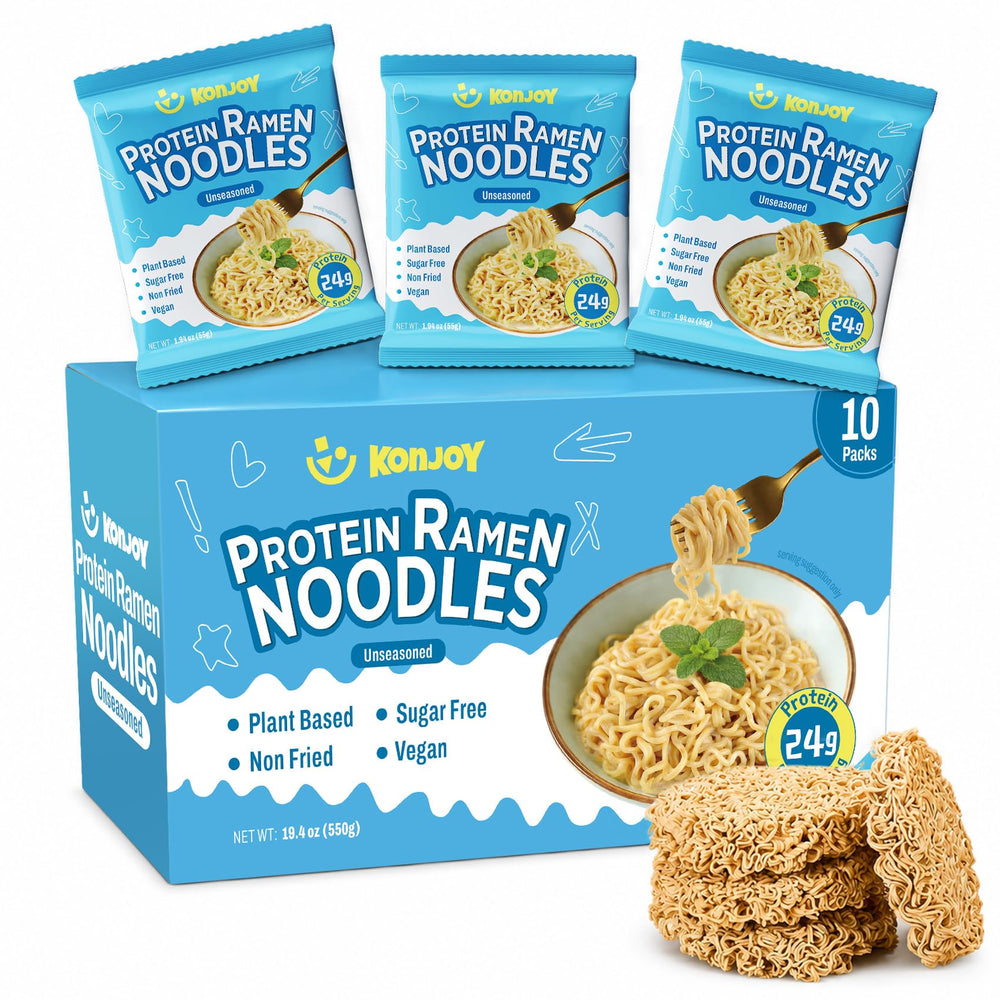 KONJOY front packaging showing 10-pack and protein benefit