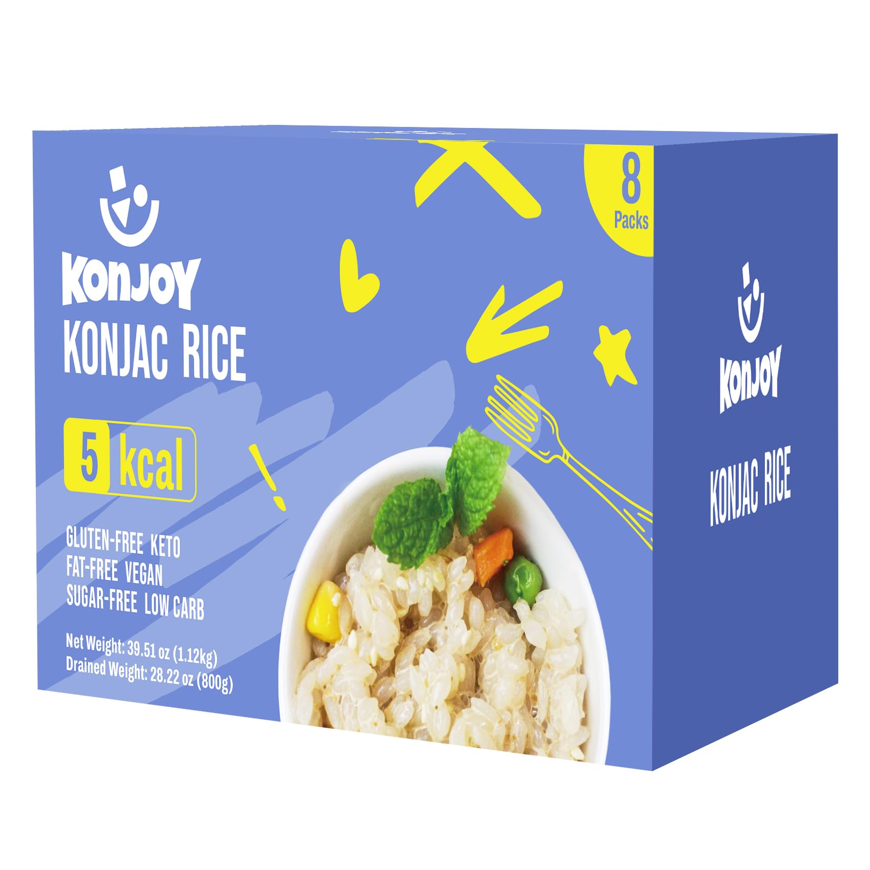 KONJOY front packaging showing product and low-calorie benefit