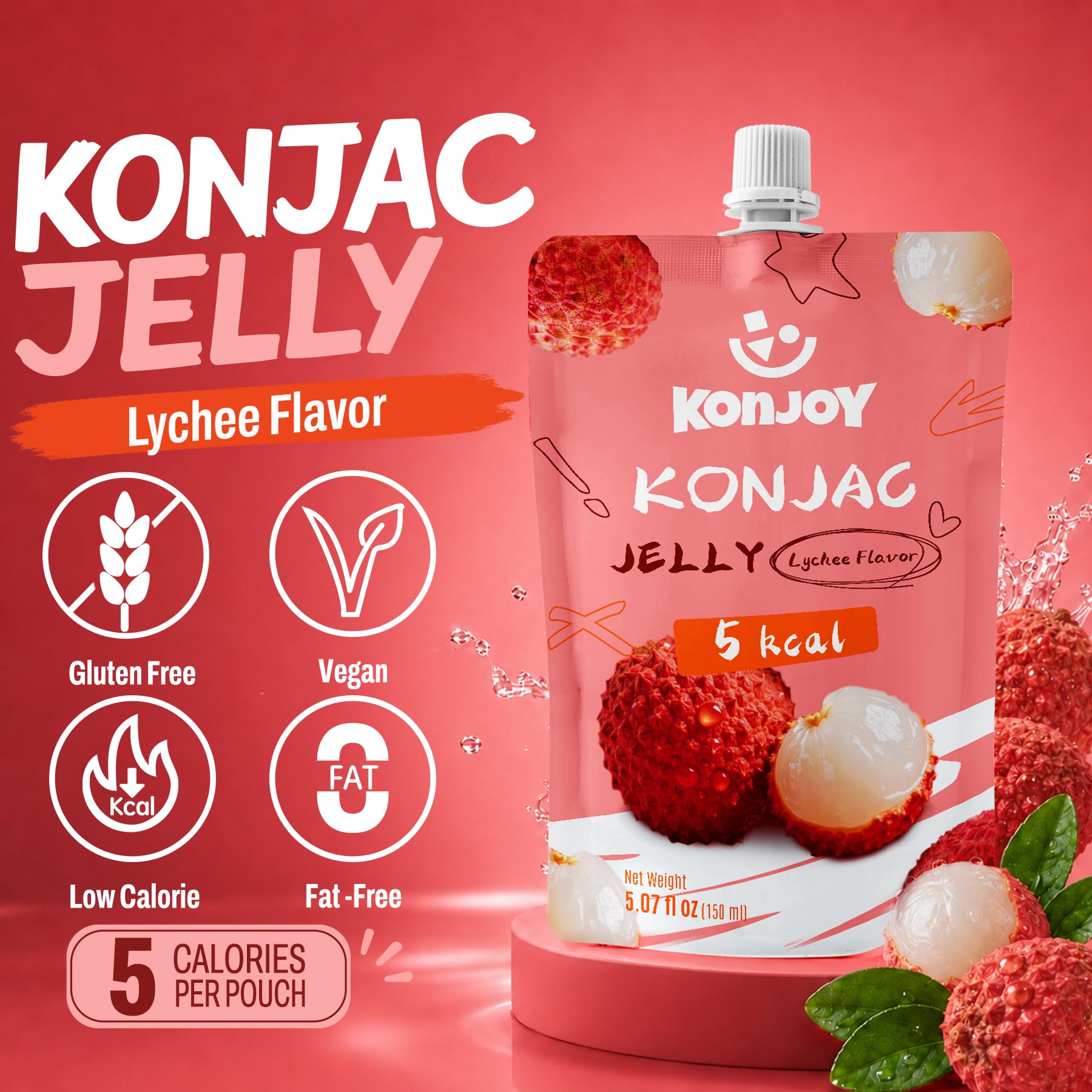 KONJOY close-up of konjac jelly texture highlighting chewiness and natural fiber