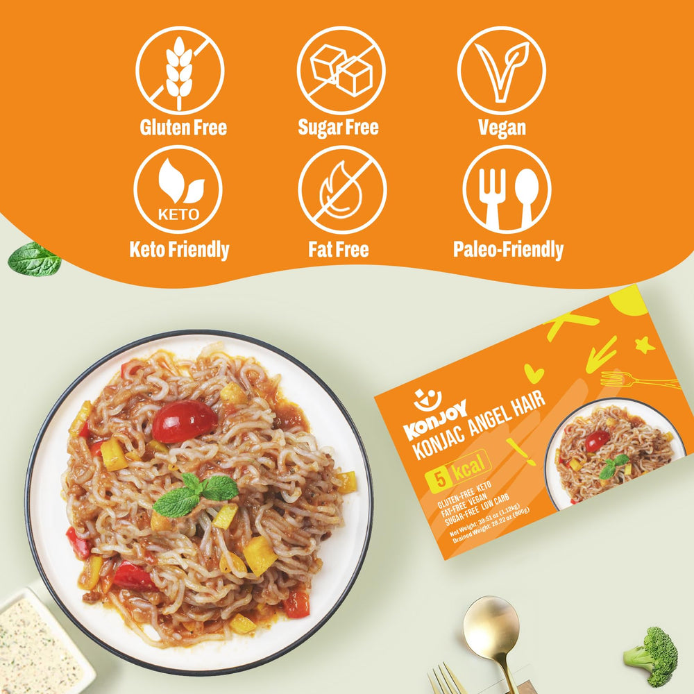 KONJOY noodle close-up texture highlighting smooth, chewy strands and sauce absorption
