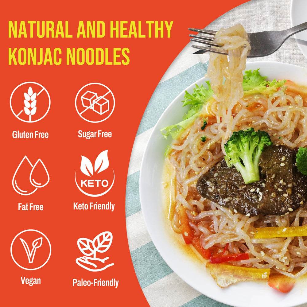 KONJOY noodle close-up texture highlighting chewy low-calorie strands