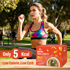 KONJOY noodles tossed with tomato sauce demonstrating sauce absorption