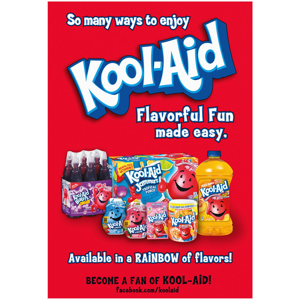 Glass of prepared Kool-Aid cherry drink showcasing bright color and ready-to-drink appeal