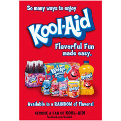 Glass of prepared Kool-Aid cherry drink showcasing bright color and ready-to-drink appeal