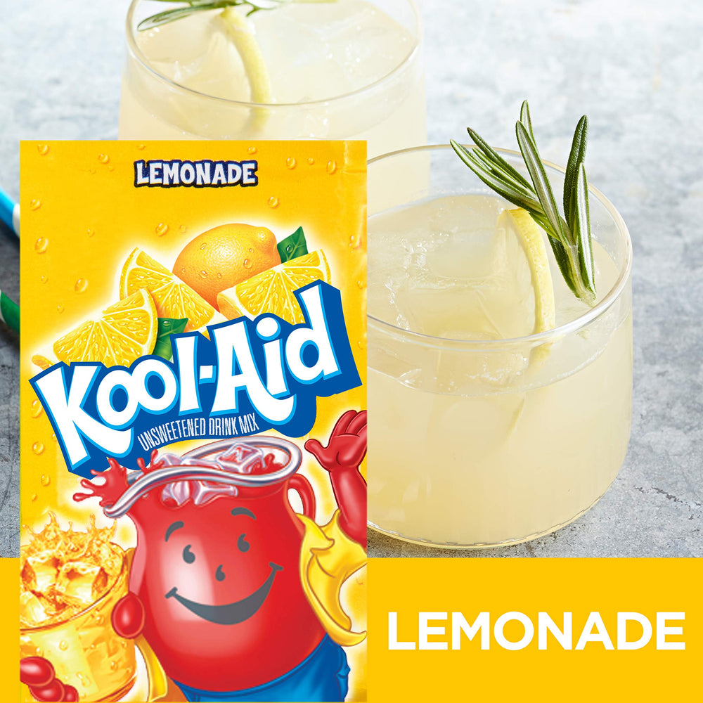 Kool-Aid single lemonade packet close-up highlighting easy portioning