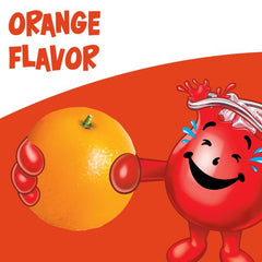 Close‑up of a Kool‑Aid orange single packet highlighting easy single‑serve convenience