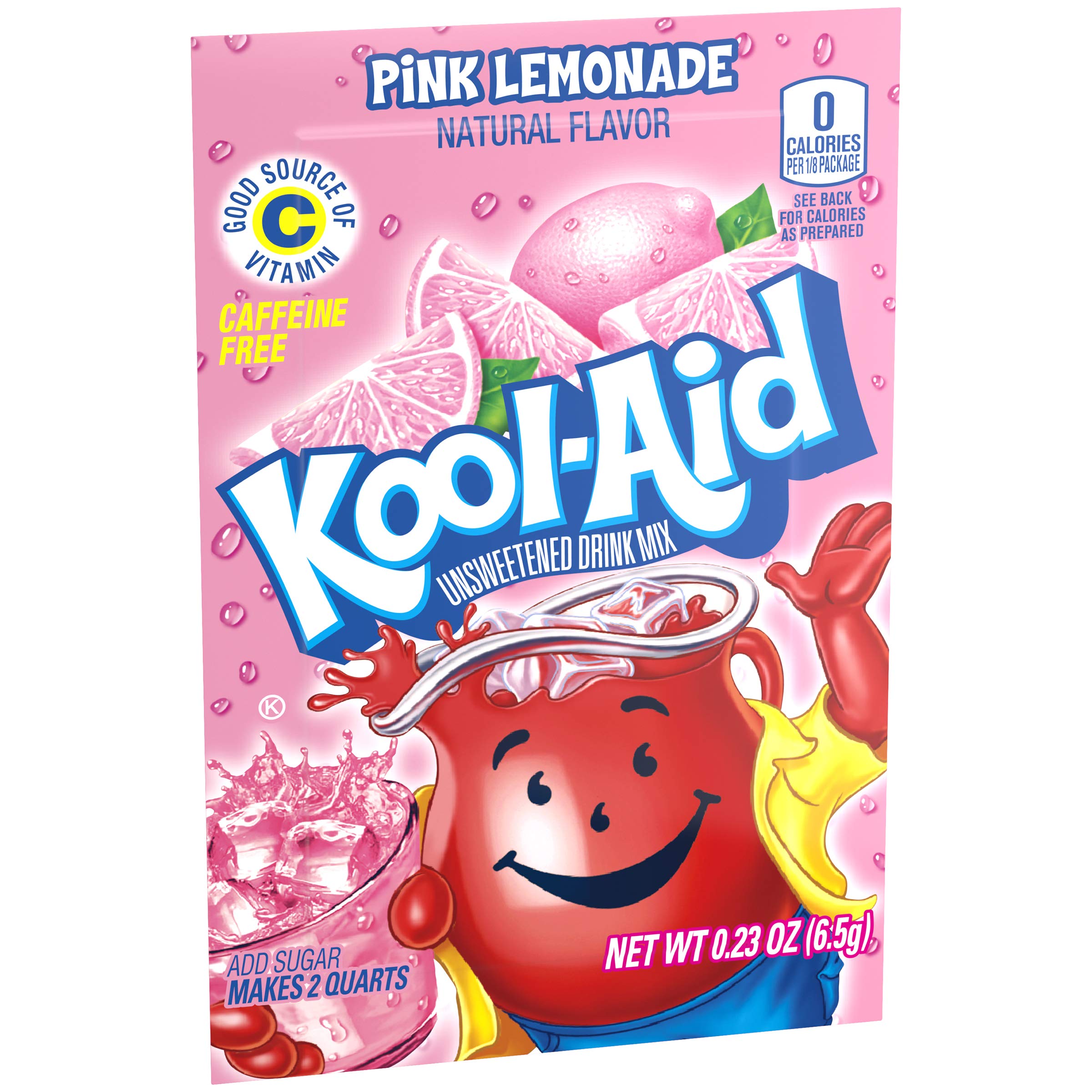 Kool‑Aid pitcher of pink lemonade over ice ready to serve and refresh