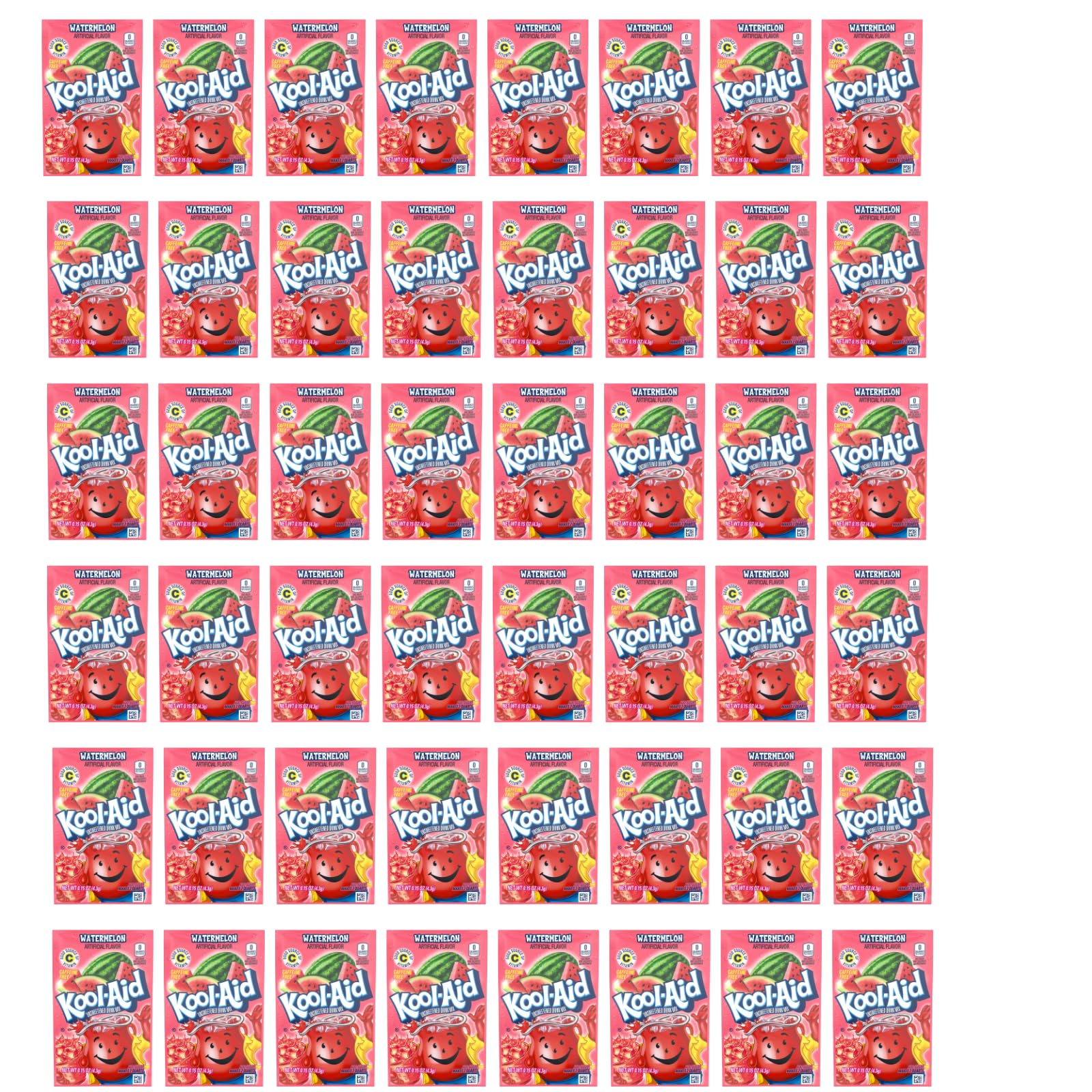Kool-Aid front packet showing watermelon flavor and easy mixing benefit