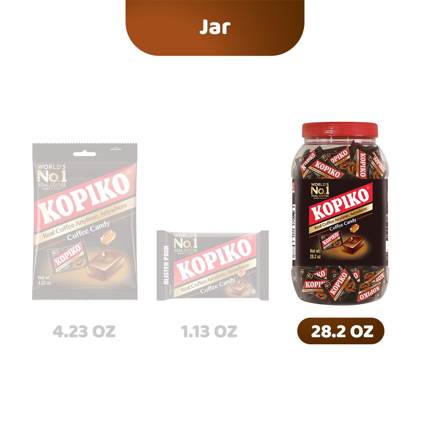 Kopiko close-up of a single coffee candy, highlighting real coffee extract aroma