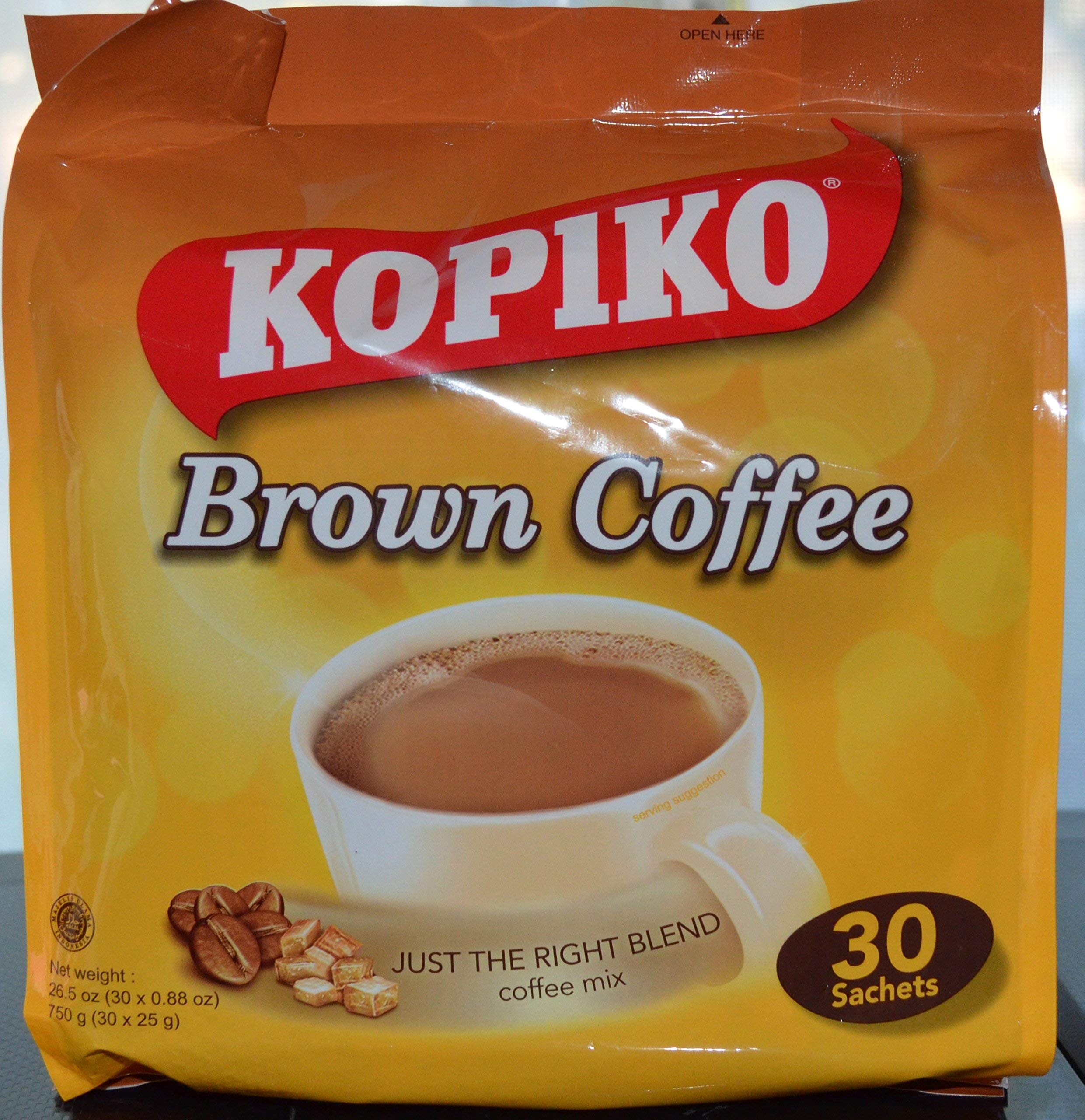 Kopiko front pouch showing 30 sachets and clear labeling for quick selection and convenience