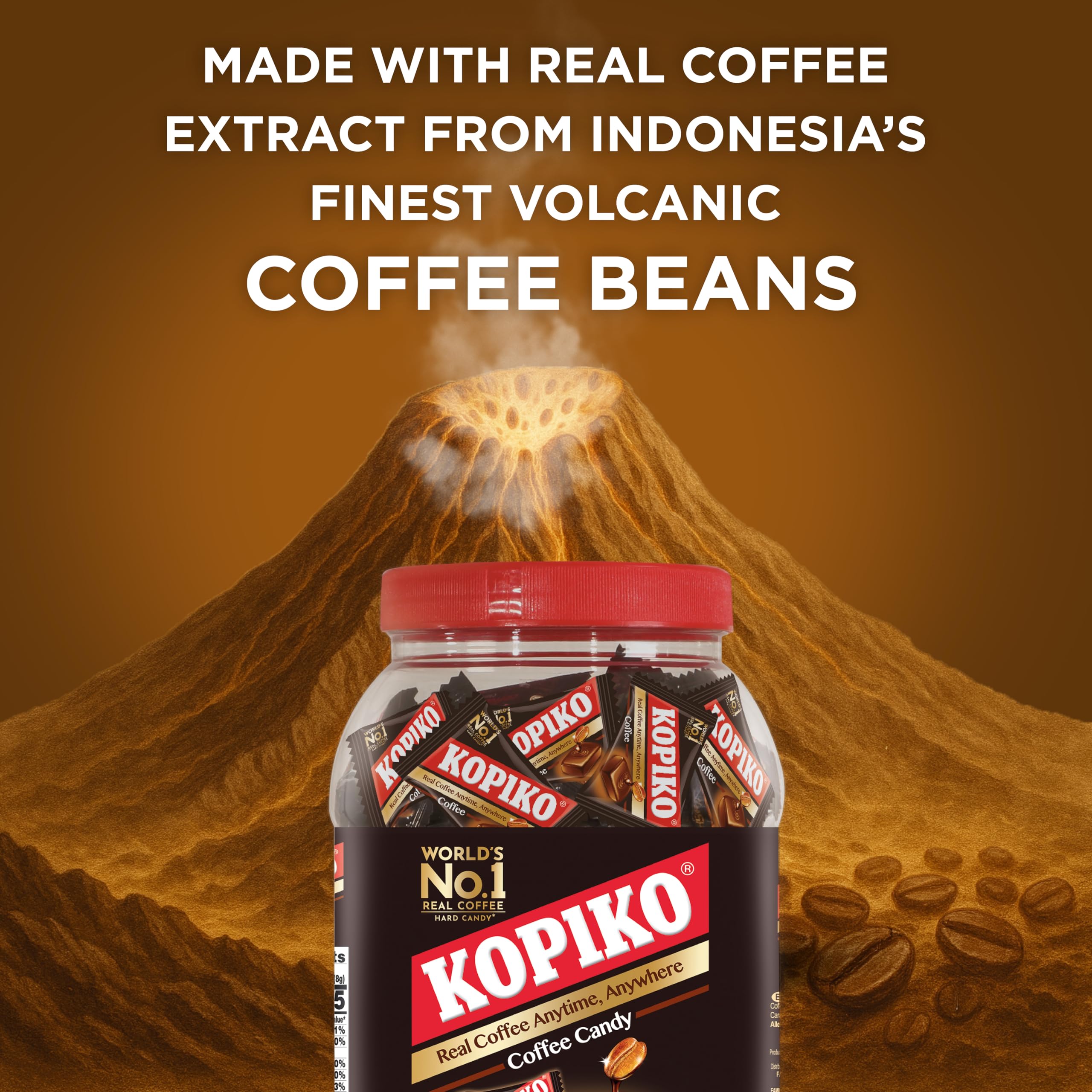 Hand holding Kopiko candy, demonstrates portable on-the-go energy