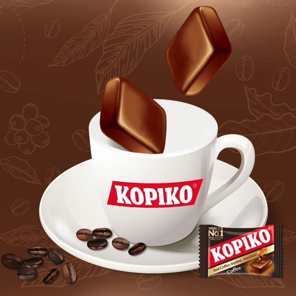 Kopiko open pouch with wrapped candies ready to grab, keeps freshness for travel
