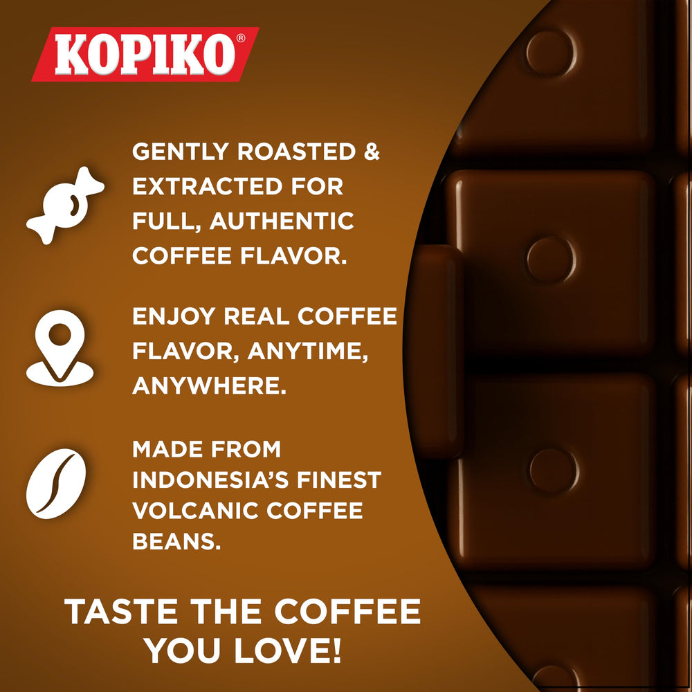 Kopiko individually wrapped piece, emphasizes freshness and portion control