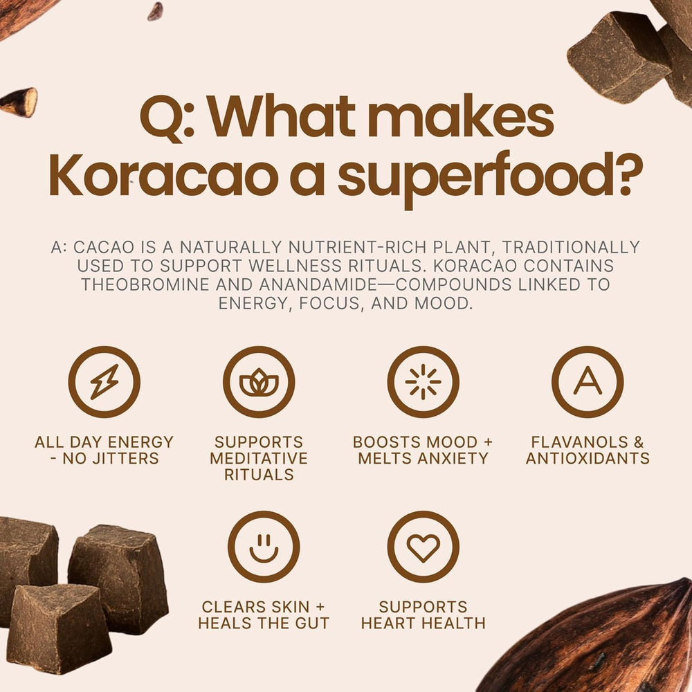 KORACAO grated cacao in bowl ready to mix, showing easy cooking benefit