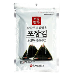 KOREAC front packaging showing 50 pre-cut triangle seaweed sheets for fast prep