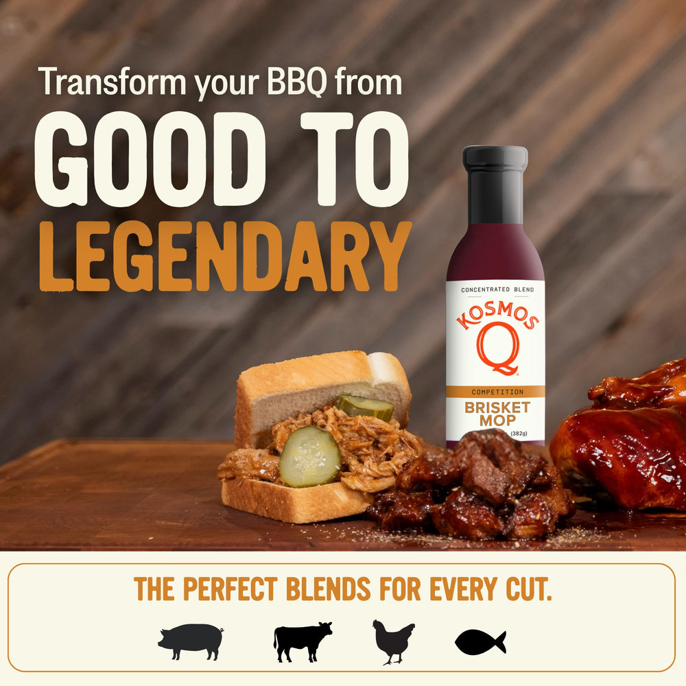 Kosmos Q added to foil-wrapped brisket demonstration, helps tenderize and retain juices