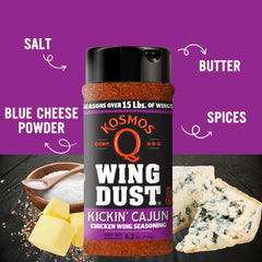 Kosmos Q seasoning texture close-up showing paprika and garlic granules for visible flavor